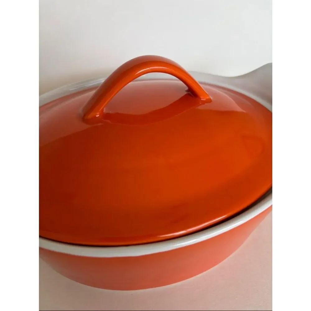 Berndes Germany Ceramic Oval Orange Casserole Dish With Lid